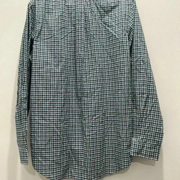 Ralph Lauren Men's M Green Checkered Long Sleeve Stretch Cotton Button-Up Shirt - Picture 7 of 8
